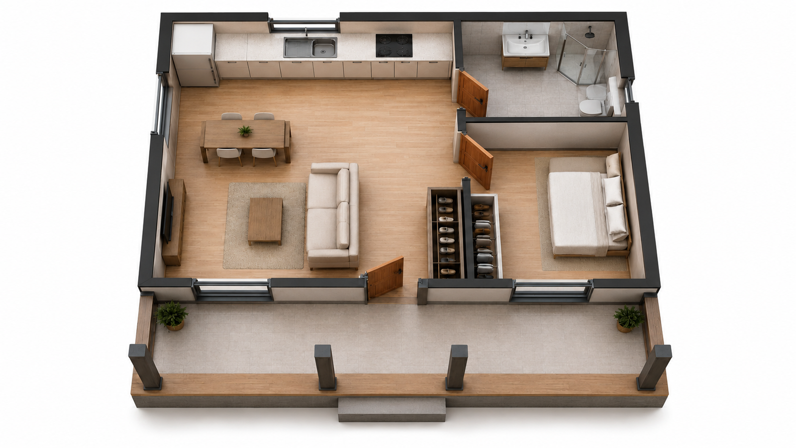 44 m² 1+1 Tek Katlı Çelik Ev
